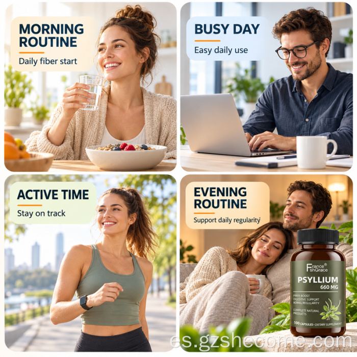 Cápsulas de cáscara de psyllium Shecome para la salud digestiva